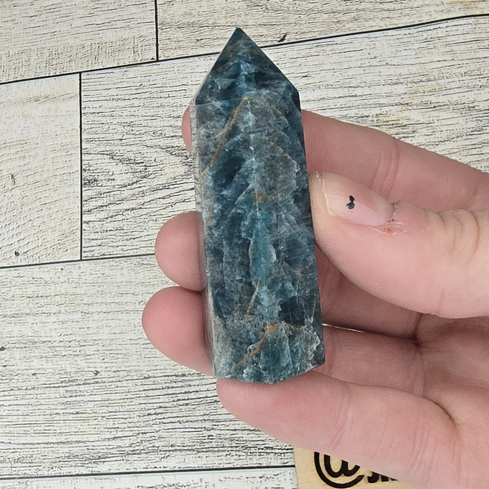 Dark Blue apatite crystal tower